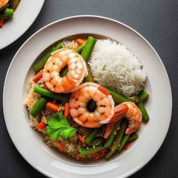 Рис с овощами и креветками